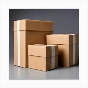 Mock Up Blank Box Parcel Cardboard Customizable Template Unprinted Clean Simple Minimalis (12) Canvas Print