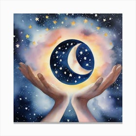 Moon And Stars Canvas Print