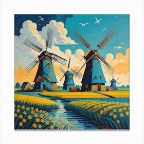 Windmills in Holland Canvas Print