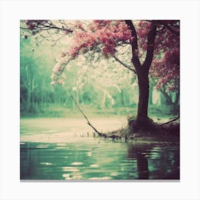 Pink Tree In The Water Canvas Print