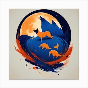 Moon and Fox Canvas Print