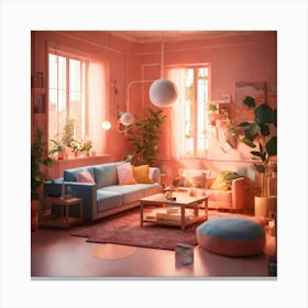 Pink Living Room 1 Canvas Print
