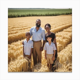 Family In A Wheat Field Canvas Print