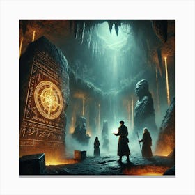 A Mysterious Scene Set Deep Underground In The Glo Converted Canvas Print