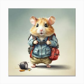 Hamster With Backpack 1 Canvas Print