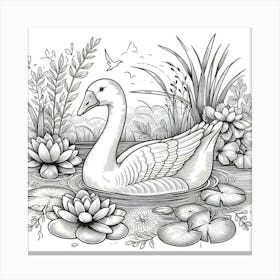 Line Art goose 2 Canvas Print