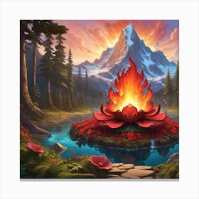 Fire In The Forest Canvas Print