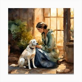 Girl with a dog Canvas Print