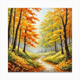 Forest In Autumn In Minimalist Style Square Composition 239 Canvas Print