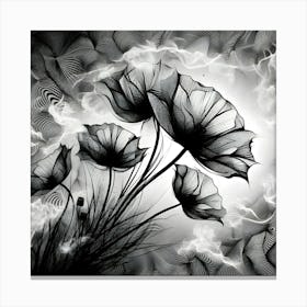 Elegance in Monochrome: Black and White Floral Art Canvas Print