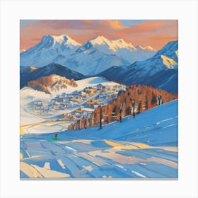 Skiers On The Slopes Canvas Print