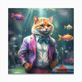 Cat In A Suit 27 Canvas Print