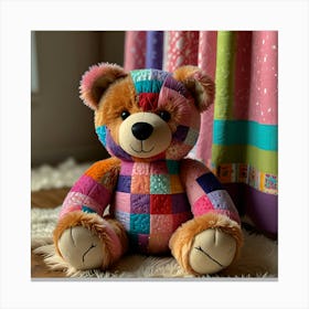 Patchwork Teddy Bear Canvas Print