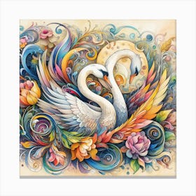 Colorful Swans 1 Canvas Print