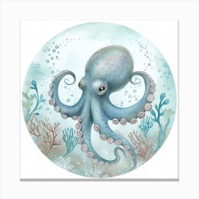 Storybook Style Octopus Deep In The Ocean Canvas Print