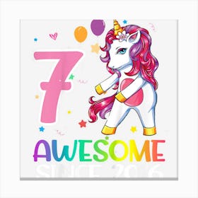 Kids 7th Birthday Gifts Girlsns Flossing Unicorn 7 Year Old Canvas Print