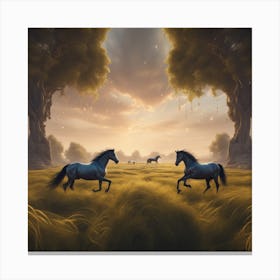 Horses In The Meadow 6 Canvas Print