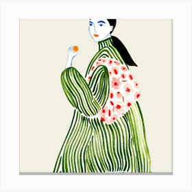 Illustration Of A Woman Holding An Orange Canvas Print