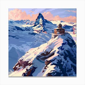 A Jungfraujoch In Switzerland Lofi Illustration Canvas Print