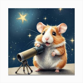 Hamster With Telescope Canvas Print