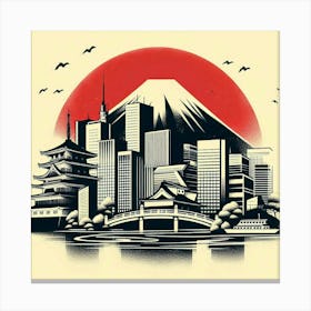 Japanese City Skyline Canvas Print