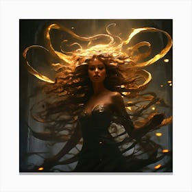 The Epitome Of Duality Medusa Dances In A Ethereal Realm Where Beauty And Horror Coexist Canvas Print