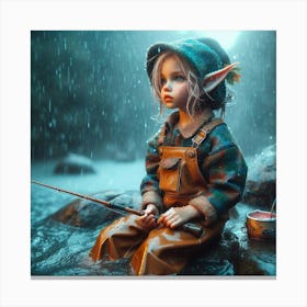Elf In The Rain Canvas Print