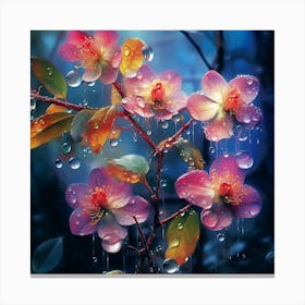 Raindrops On Flowers Canvas Print