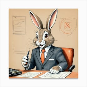 Rabbit In Business Suit 4 Canvas Print