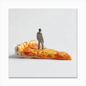 Man Standing On A Slice Of Pizza Canvas Print