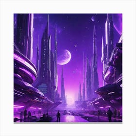 Futuristic City Purple III Canvas Print