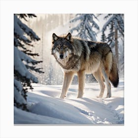 Wolf In The Snow 1 Canvas Print