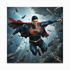 Superman Flying 1 Art Print 3 Canvas Print