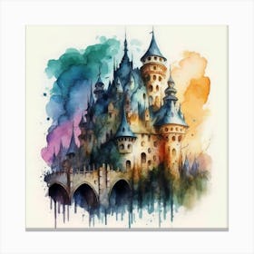 Watercolor Castle Painting Canvas Print