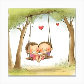 Couple On Swing Canvas Print