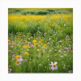 Wildflowers, Landscape Of A Meadow With Wildflowers In Bloom art print Canvas Print