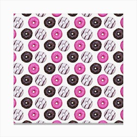 Donuts On Black Fabric Canvas Print