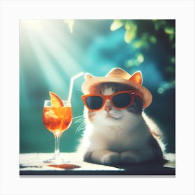 Aperol Spritz Cat In Sunglasses Canvas Print