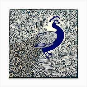 Linocut Peacock Canvas Print