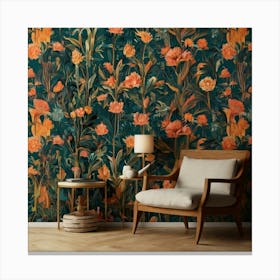 Tropical Floral Wallpaper 1 Canvas Print