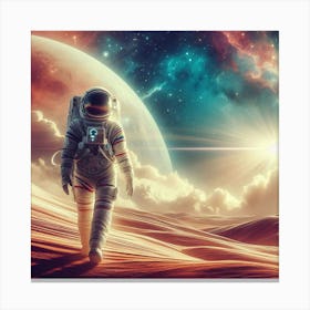 Astronaut Walking In The Desert Canvas Print