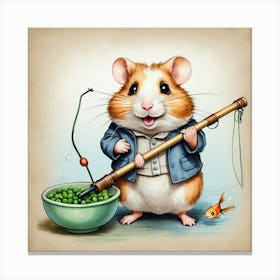 Hamster Fishing 1 Canvas Print