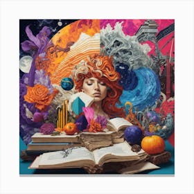 Leonardo Diffusion A Colorful Illustration Collage On Akashic 3 Canvas Print