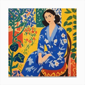 Woman In Blue 3 Canvas Print