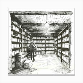 Man In A Library Canvas Print