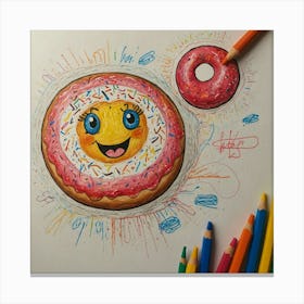 Donut Drawing Canvas Print