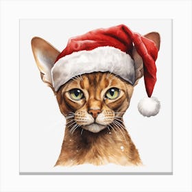 Sassy Cat In Santa Hat 1 Canvas Print