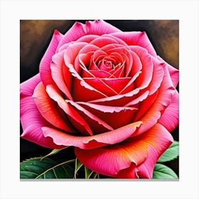 Pink Rose Painting Canvas Print