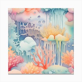 Watercolor Seascape Watercolor Dripping Canvas Print