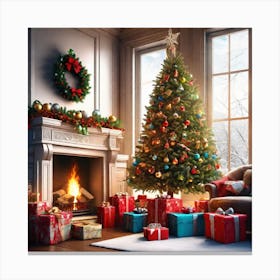 Christmas Tree In The Living Room 101 Canvas Print